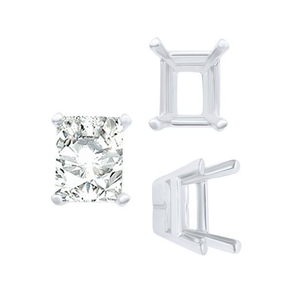 ITI NYC Four Prong Casted Emerald Tiffany Settings in Sterling Silver (7.00 x 5.25 mm - 12.00 x 10.00 mm)