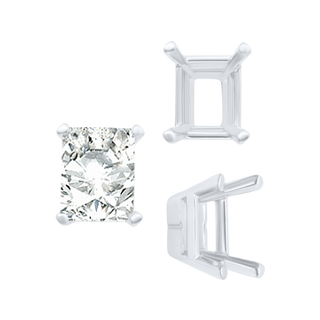ITI NYC Four Prong Casted Emerald Tiffany Settings in Sterling Silver (3.50 x 2.50 mm - 12.00 x 10.00 mm)