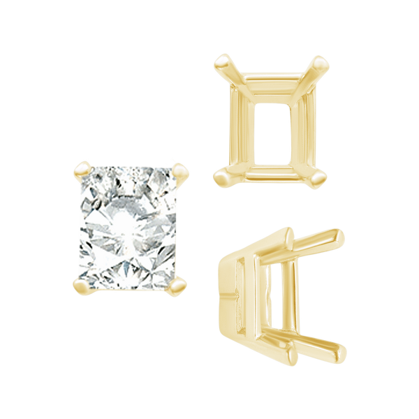 ITI NYC Four Prong Casted Emerald Tiffany Settings in 14K Gold (7.00 x 5.25 mm - 12.00 x 10.00 mm)