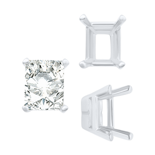 ITI NYC Four Prong Casted Emerald Tiffany Settings in Sterling Silver (7.00 x 5.25 mm - 12.00 x 10.00 mm)