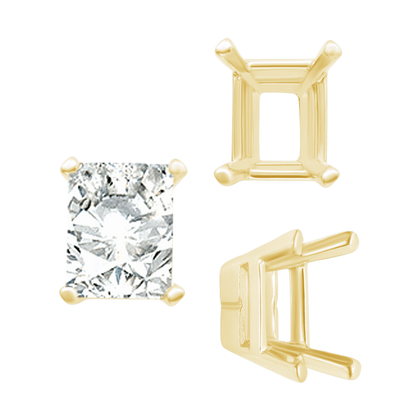 ITI NYC Four Prong Casted Emerald Tiffany Settings in 14K Gold (7.00 x 5.25 mm - 12.00 x 10.00 mm)