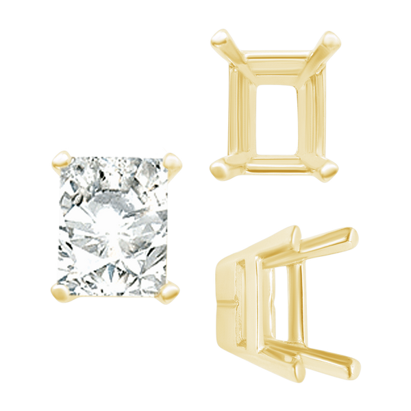 ITI NYC Four Prong Casted Emerald Tiffany Settings in 14K Gold (3.50 x 2.50 mm - 12.00 x 10.00 mm)