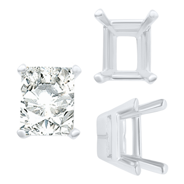 ITI NYC Four Prong Casted Emerald Tiffany Settings in Sterling Silver (7.00 x 5.25 mm - 12.00 x 10.00 mm)