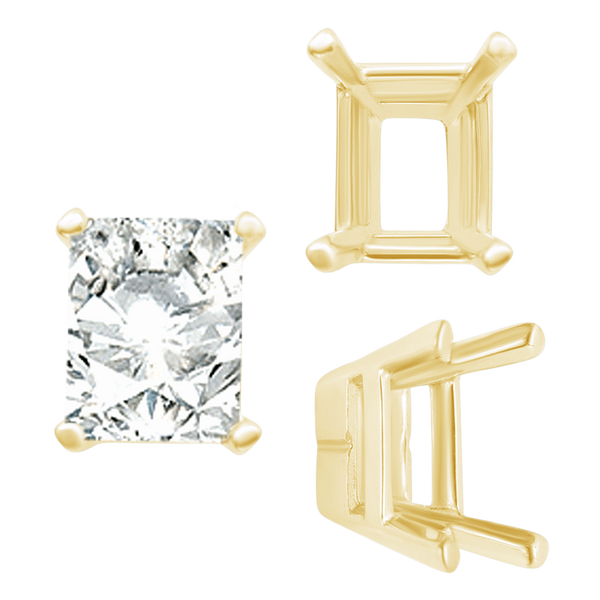 ITI NYC Four Prong Casted Emerald Tiffany Settings in 14K Gold (7.00 x 5.25 mm - 12.00 x 10.00 mm)
