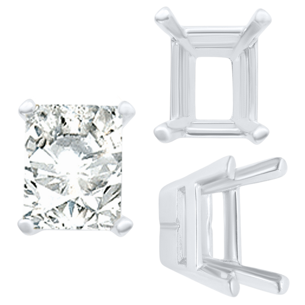 ITI NYC Four Prong Casted Emerald Tiffany Settings in 14K Gold (7.00 x 5.25 mm - 12.00 x 10.00 mm)