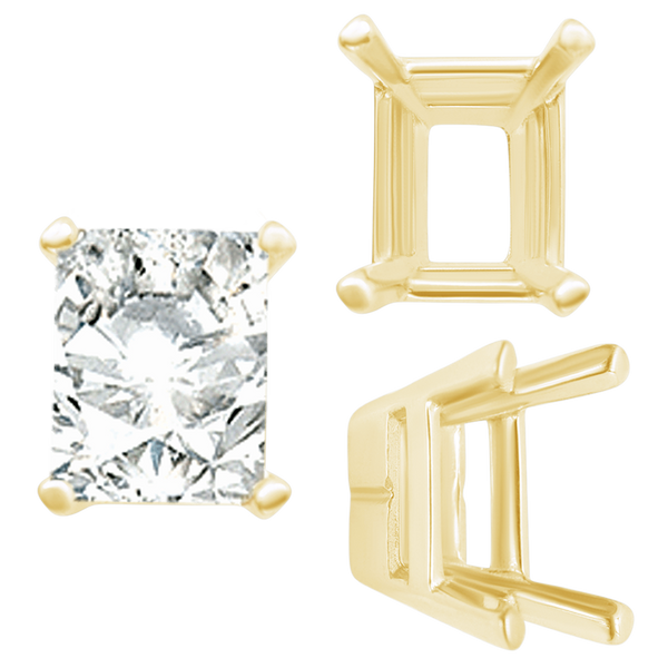 ITI NYC Four Prong Casted Emerald Tiffany Settings in 14K Gold (7.00 x 5.25 mm - 12.00 x 10.00 mm)