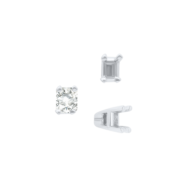 ITI NYC Four Prong Casted Emerald Tiffany Settings in Sterling Silver (3.50 x 2.50 mm - 12.00 x 10.00 mm)
