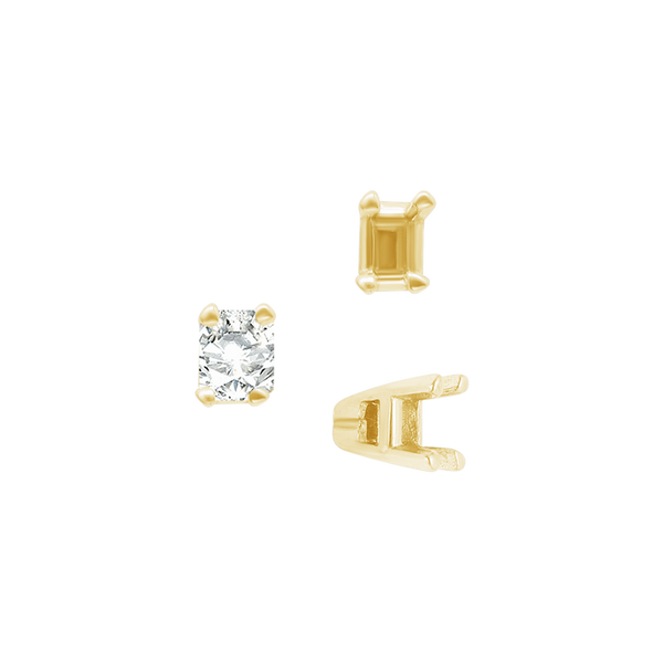 ITI NYC Four Prong Casted Emerald Tiffany Settings in 14K Gold (3.50 x 2.50 mm - 12.00 x 10.00 mm)