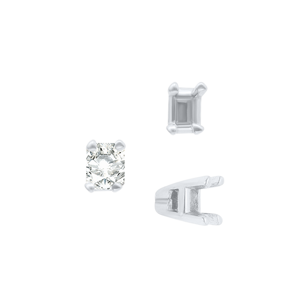 ITI NYC Four Prong Casted Emerald Tiffany Settings in Sterling Silver (3.50 x 2.50 mm - 12.00 x 10.00 mm)