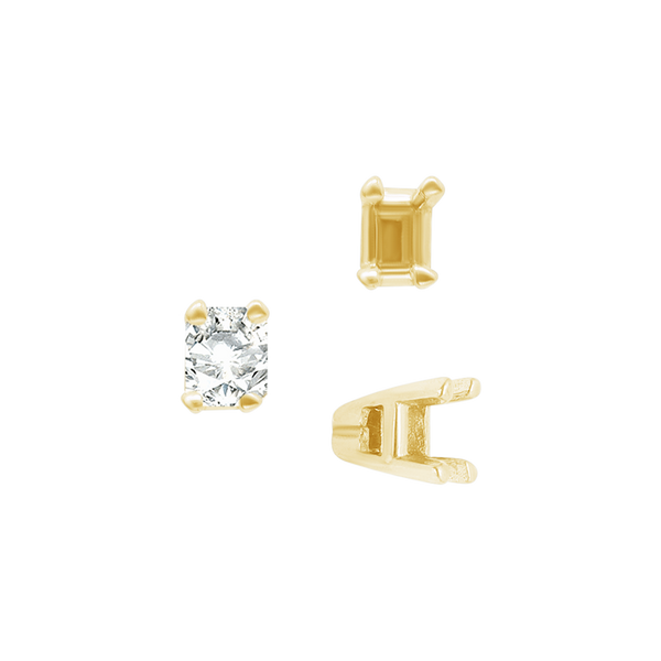 ITI NYC Four Prong Casted Emerald Tiffany Settings in 14K Gold (3.50 x 2.50 mm - 12.00 x 10.00 mm)