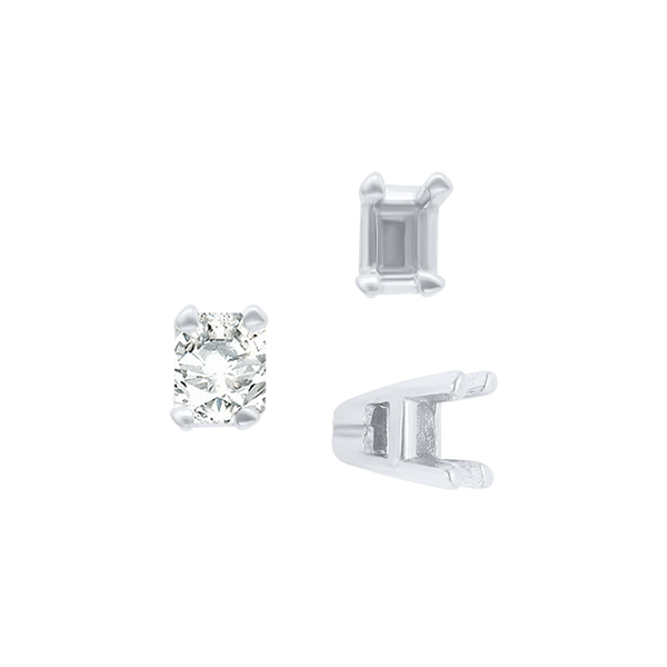 ITI NYC Four Prong Casted Emerald Tiffany Settings in Sterling Silver (3.50 x 2.50 mm - 12.00 x 10.00 mm)