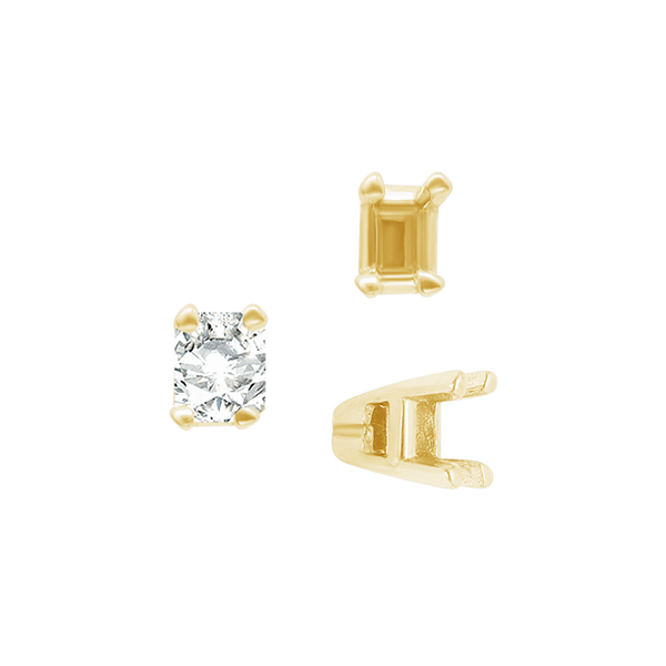 ITI NYC Four Prong Casted Emerald Tiffany Settings in 14K Gold (3.50 x 2.50 mm - 12.00 x 10.00 mm)