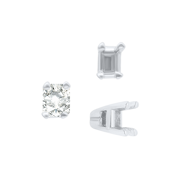 ITI NYC Four Prong Casted Emerald Tiffany Settings in Sterling Silver (3.50 x 2.50 mm - 12.00 x 10.00 mm)