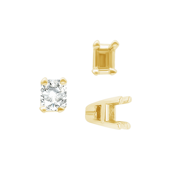 ITI NYC Four Prong Casted Emerald Tiffany Settings in 14K Gold (3.50 x 2.50 mm - 12.00 x 10.00 mm)