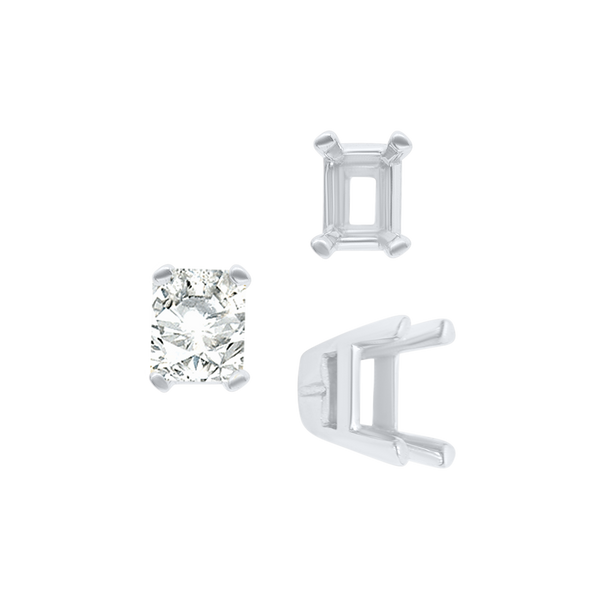 ITI NYC Four Prong Casted Emerald Tiffany Settings in Sterling Silver (3.50 x 2.50 mm - 12.00 x 10.00 mm)