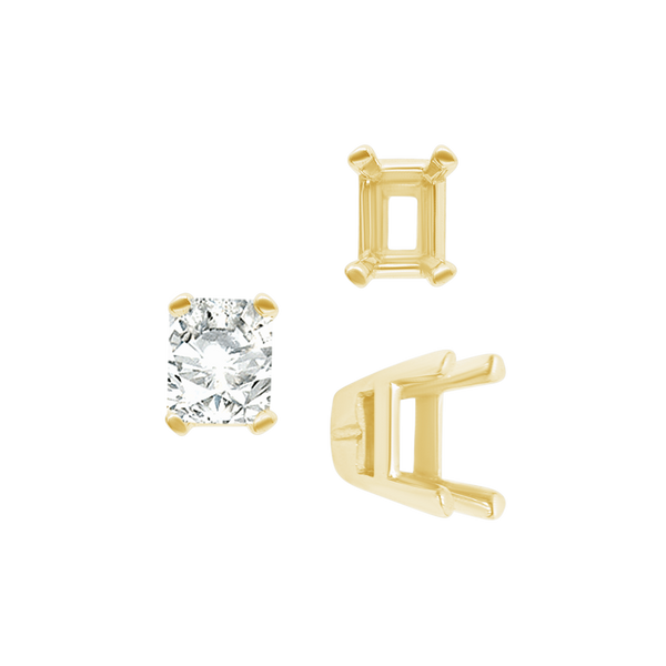 ITI NYC Four Prong Casted Emerald Tiffany Settings in 14K Gold (3.50 x 2.50 mm - 12.00 x 10.00 mm)