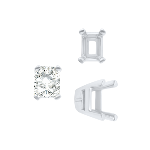 ITI NYC Four Prong Casted Emerald Tiffany Settings in Sterling Silver (3.50 x 2.50 mm - 12.00 x 10.00 mm)