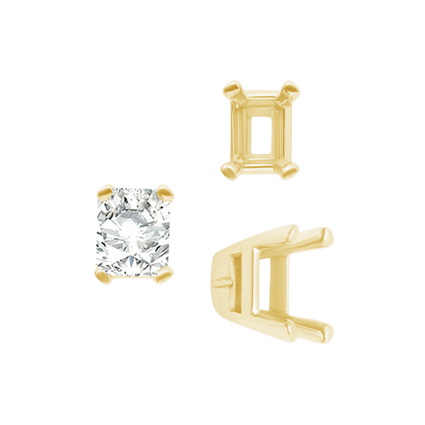 ITI NYC Four Prong Casted Emerald Tiffany Settings in 14K Gold (3.50 x 2.50 mm - 12.00 x 10.00 mm)