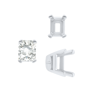 ITI NYC Four Prong Casted Emerald Tiffany Settings in Sterling Silver (7.00 x 5.25 mm - 12.00 x 10.00 mm)