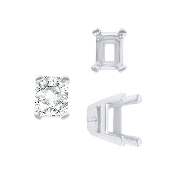 ITI NYC Four Prong Casted Emerald Tiffany Settings in Sterling Silver (3.50 x 2.50 mm - 12.00 x 10.00 mm)
