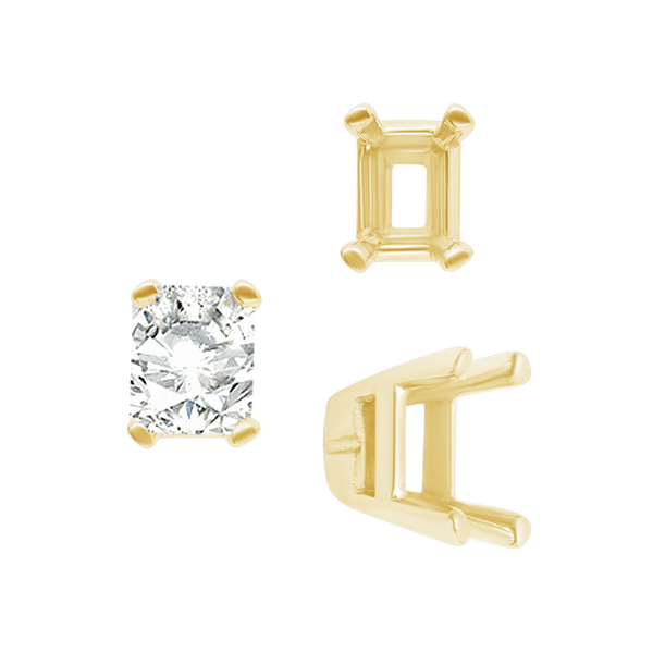 ITI NYC Four Prong Casted Emerald Tiffany Settings in 14K Gold (3.50 x 2.50 mm - 12.00 x 10.00 mm)