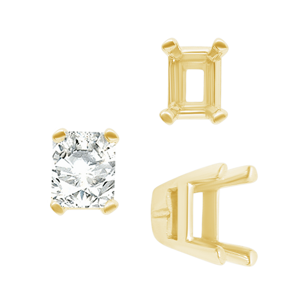 ITI NYC Four Prong Casted Emerald Tiffany Settings in 14K Gold (7.00 x 5.25 mm - 12.00 x 10.00 mm)