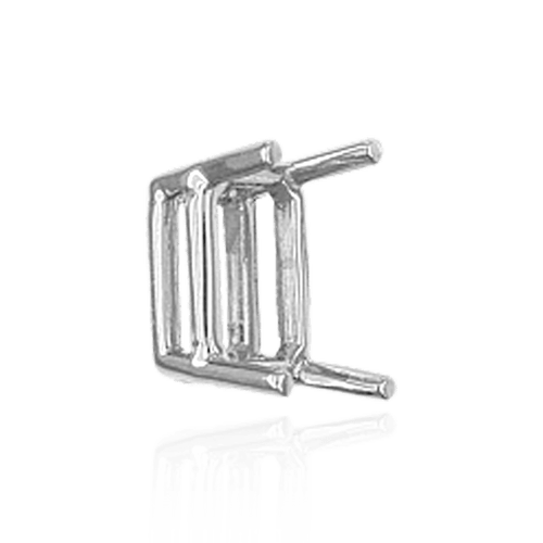 ITI NYC Four Prong Emerald Shape Wire Basket Settings in Sterling Silver (3.50 x 2.75 mm - 20.00 x 14.00 mm)
