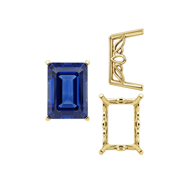 ITI NYC Four Prong Emerald Filigree Settings in 14K Gold (11.00 x 9.00 mm - 16.00 x 12.00 mm)