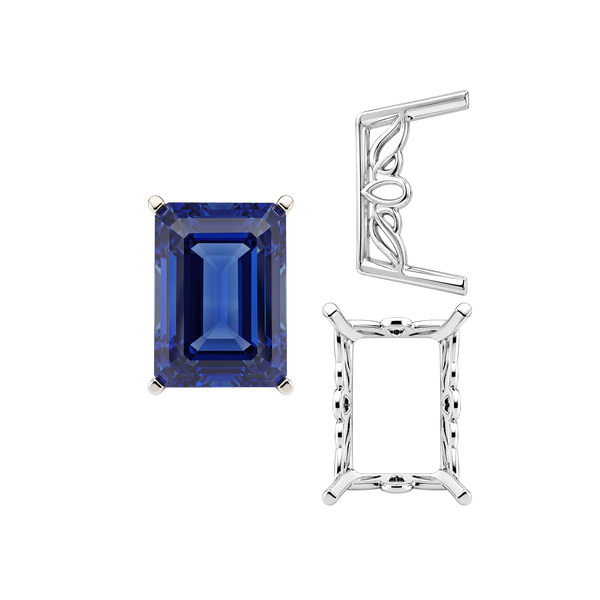 ITI NYC Four Prong Emerald Filigree Settings in Sterling Silver (11.00 x 9.00 mm - 16.00 x 12.00 mm)
