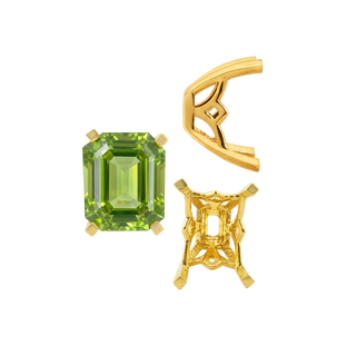 ITI NYC Four Prong Emerald Shape Scroll Fancy Settings in 14K Gold (7.00 x 5.00 mm - 11.00 x 8.00 mm)