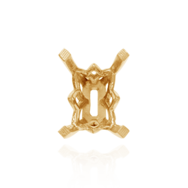 ITI NYC Four Prong Emerald Shape Scroll Fancy Settings in 14K Gold (7.00 x 5.00 mm - 11.00 x 8.00 mm)