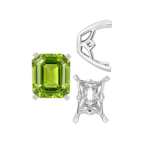 ITI NYC Four Prong Emerald Shape Scroll Fancy Settings in 14K Gold (7.00 x 5.00 mm - 11.00 x 8.00 mm)