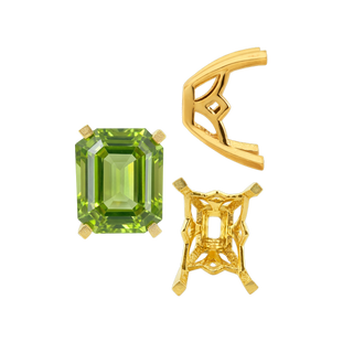 ITI NYC Four Prong Emerald Shape Scroll Fancy Settings in 14K Gold (7.00 x 5.00 mm - 11.00 x 8.00 mm)