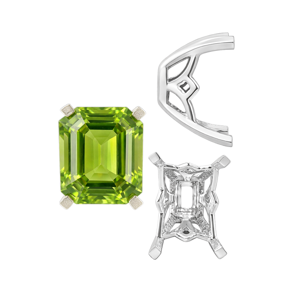 ITI NYC Four Prong Emerald Shape Scroll Fancy Settings in 14K Gold (7.00 x 5.00 mm - 11.00 x 8.00 mm)