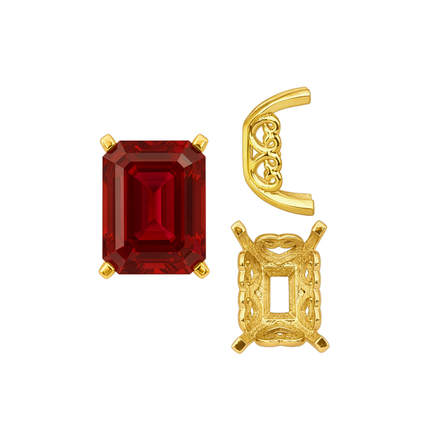 ITI NYC Four Prong Emerald Shape Heart Design Fancy Settings in 14K Gold (7.00 x 5.00 mm - 16.00 x 12.00 mm)