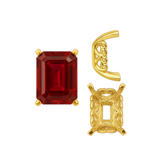ITI NYC Four Prong Emerald Shape Heart Design Fancy Settings in 14K Gold (7.00 x 5.00 mm - 16.00 x 12.00 mm)
