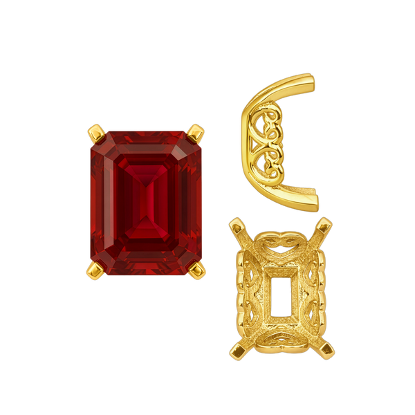 ITI NYC Four Prong Emerald Shape Heart Design Fancy Settings in 14K Gold (7.00 x 5.00 mm - 16.00 x 12.00 mm)