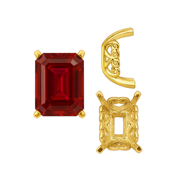 ITI NYC Four Prong Emerald Shape Heart Design Fancy Settings in 14K Gold (7.00 x 5.00 mm - 16.00 x 12.00 mm)