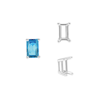 ITI NYC Four Prong Emerald Shape Wire Basket Settings in Sterling Silver (3.00 x 2.25 mm - 30.00 x 22.00 mm)