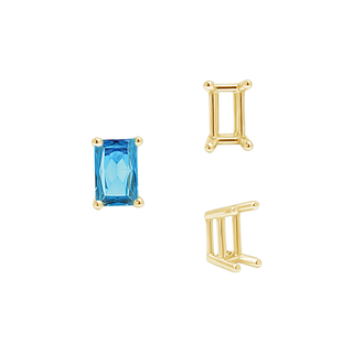 ITI NYC Four Prong Emerald Shape Wire Basket Settings in 18K Gold (3.00 x 2.25 mm - 8.00 x 6.00 mm)