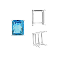 Load image into Gallery viewer, ITI NYC Four Prong Emerald Shape Wire Basket Settings in Sterling Silver (3.00 x 2.25 mm - 30.00 x 22.00 mm)
