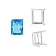 Load image into Gallery viewer, ITI NYC Four Prong Emerald Shape Wire Basket Settings in Sterling Silver (3.00 x 2.25 mm - 30.00 x 22.00 mm)
