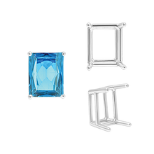 Load image into Gallery viewer, ITI NYC Four Prong Emerald Shape Wire Basket Settings in Sterling Silver (3.00 x 2.25 mm - 30.00 x 22.00 mm)
