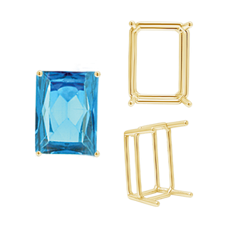 ITI NYC Four Prong Emerald Shape Wire Basket Settings in 18K Gold (3.00 x 2.25 mm - 8.00 x 6.00 mm)