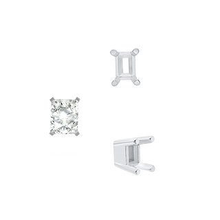 ITI NYC Four Prong Emerald Shape Solid Base Settings in Sterling Silver (5.00 x 3.00 mm - 8.50 x 6.50 mm)