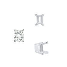 Load image into Gallery viewer, ITI NYC Four Prong Emerald Shape Solid Base Settings in Sterling Silver (5.00 x 3.00 mm - 8.50 x 6.50 mm)
