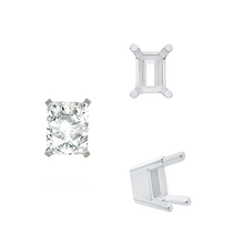 Load image into Gallery viewer, ITI NYC Four Prong Emerald Shape Solid Base Settings in Sterling Silver (5.00 x 3.00 mm - 8.50 x 6.50 mm)
