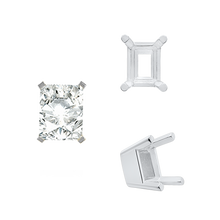 Load image into Gallery viewer, ITI NYC Four Prong Emerald Shape Solid Base Settings in Sterling Silver (5.00 x 3.00 mm - 8.50 x 6.50 mm)
