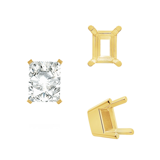 ITI NYC Four Prong Emerald Shape Solid Base Settings in 14K Gold (5.00 x 3.00 mm - 8.50 x 6.50 mm)