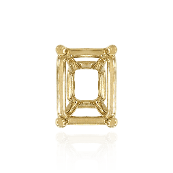 ITI NYC Four Prong Emerald Shape Tapered Base Wire Basket Settings in 14K Gold (5.00 x 3.50 mm - 14.00 x 13.50 mm)
